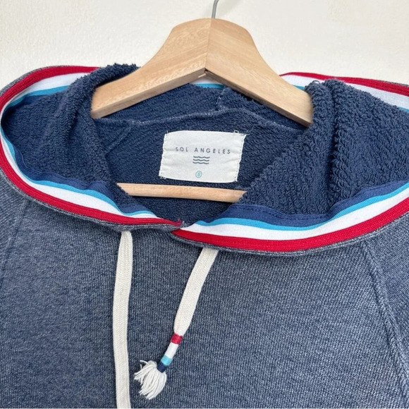Sol Angles Mens Small Stripes Heathered Blue Hoodie - Picture 8 of 12